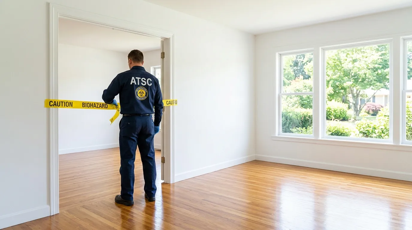 Certified biohazard cleanup crew performing Trauma Scene Cleanup in Lakehills